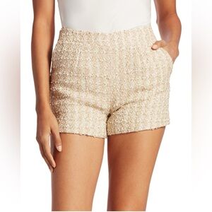 NWOT L'AGENCE Ashton Beige & White Gingham Tweed Shorts Size 6